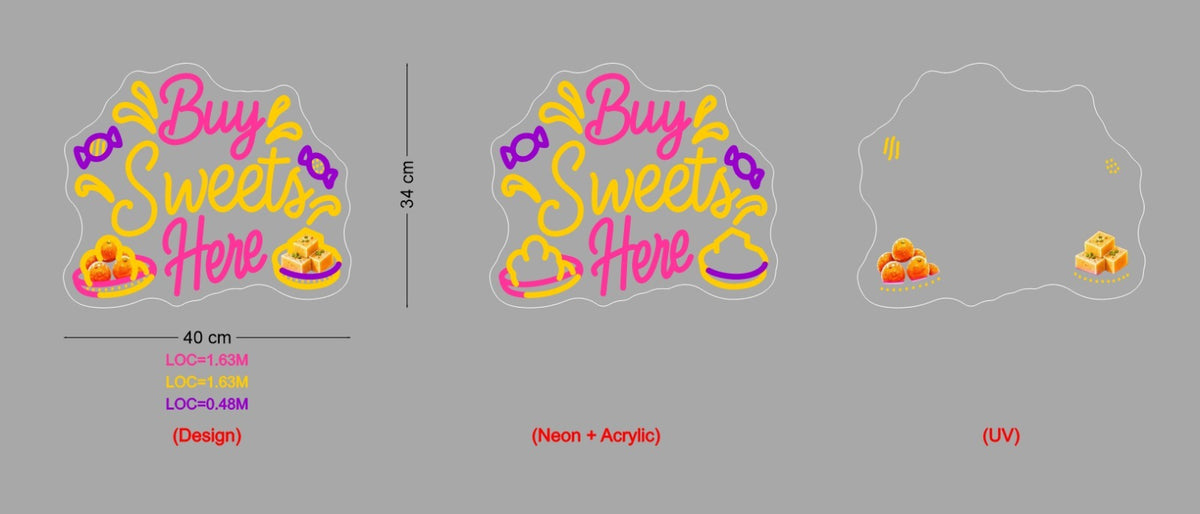 Custom Neon Sign Buy Sweets Here