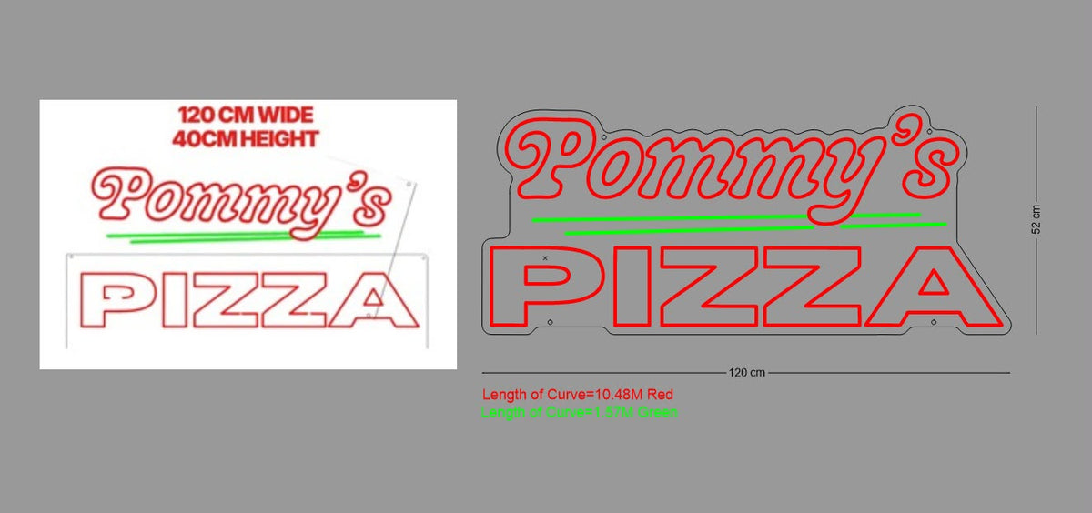 Custom Neon Sign Pommy Pizza