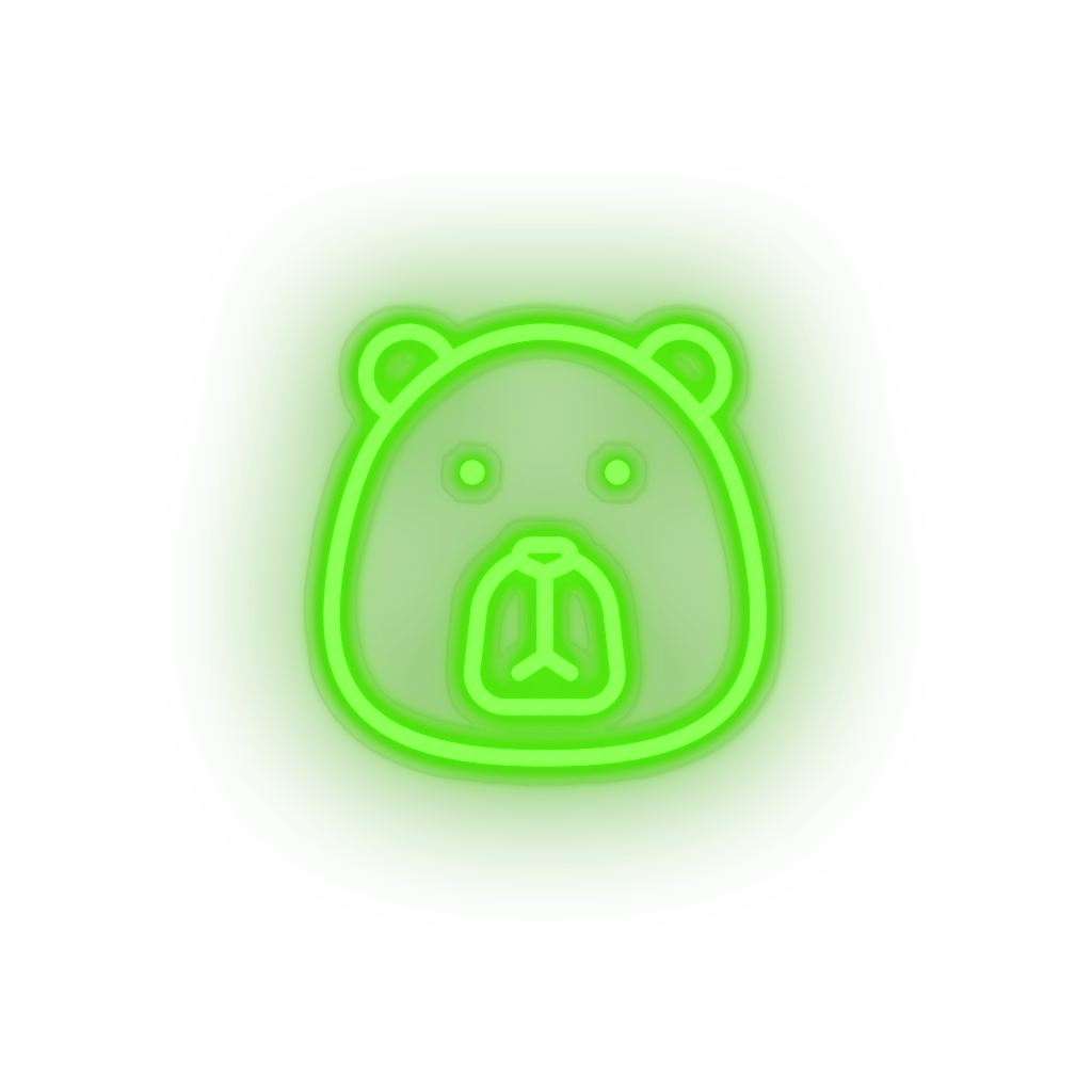 green bear led animal bear carnivore cartoon fauna head zoo neon factory