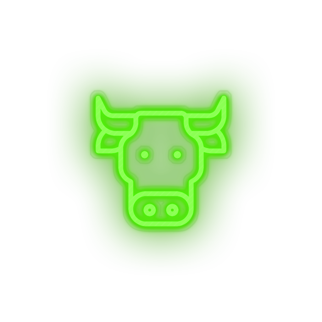 green bufalo led animal buffalo cape cartoon fauna herbivore zoo neon factory