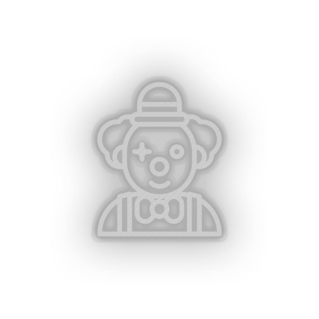 white clown led amusement carnival circus clown funny joker parade neon factory