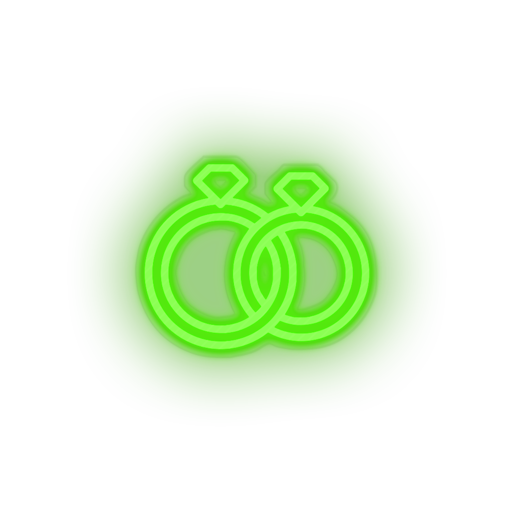 green couple_rings led couple rings engagement love present relationship romance valentine day neon factory
