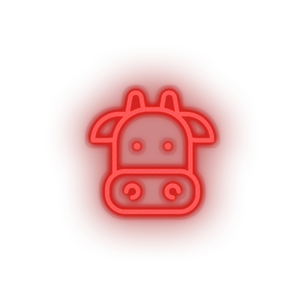 red cow led animal cartoon cow farm fauna herbivore zoo neon factory