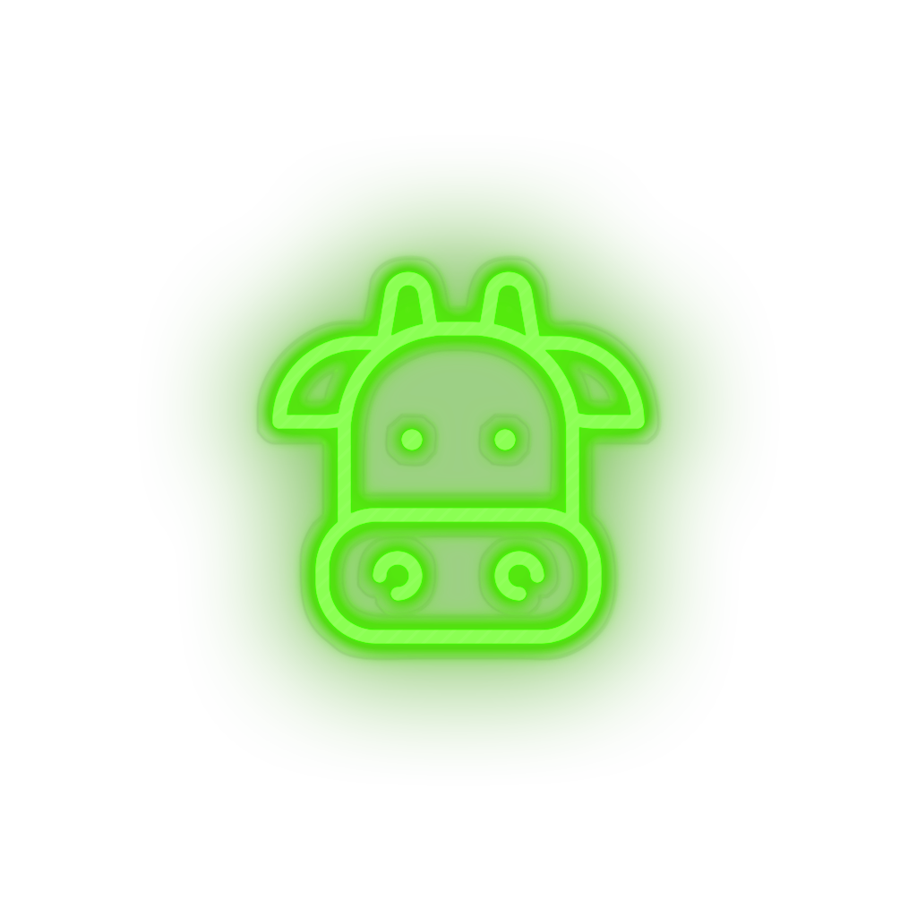 green cow led animal cartoon cow farm fauna herbivore zoo neon factory