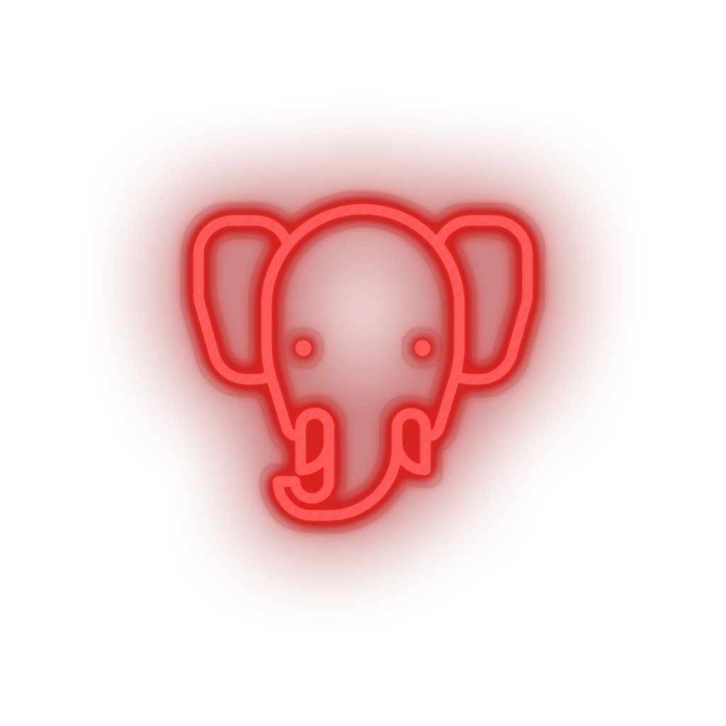 red elepant led animal bishop cartoon elephant fauna herbivore zoo neon factory