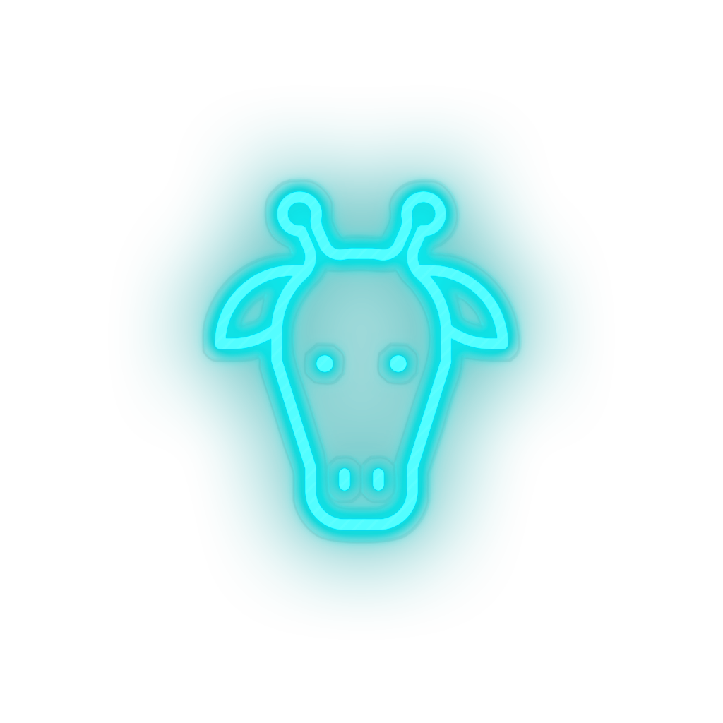 ice_blue giraffe led animal cartoon fauna giraffe head herbivore zoo neon factory