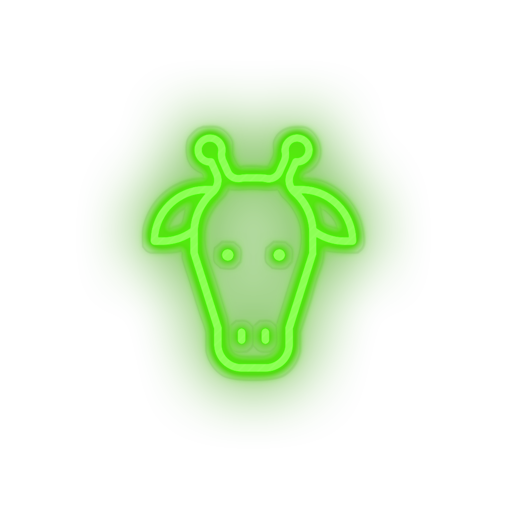 green giraffe led animal cartoon fauna giraffe head herbivore zoo neon factory