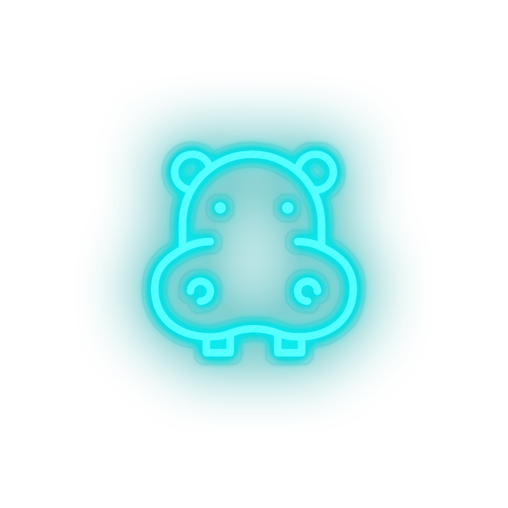 ice_blue hippopotamus led animal cartoon fauna herbivore hippo hippopotamus zoo neon factory