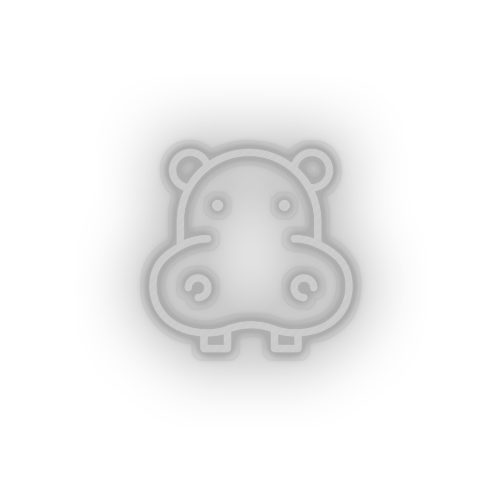 white hippopotamus led animal cartoon fauna herbivore hippo hippopotamus zoo neon factory