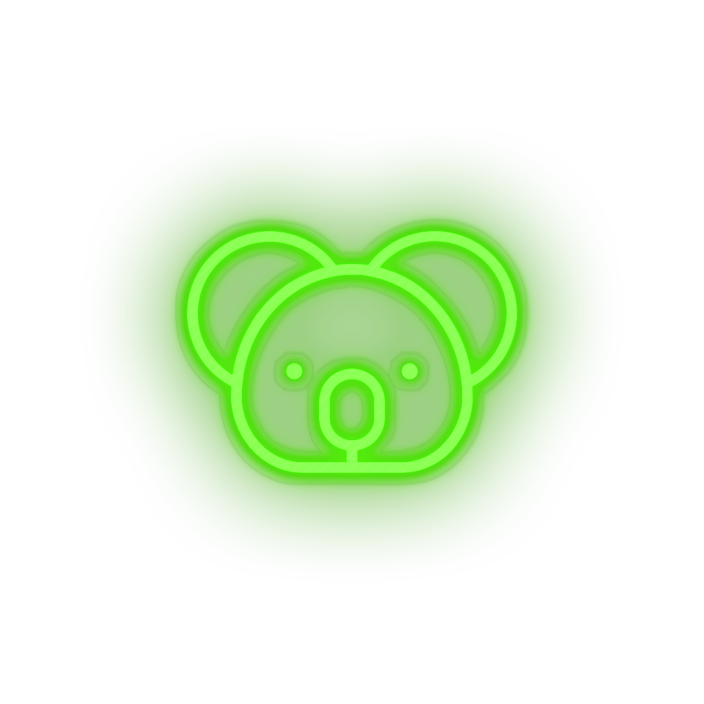 green koala led animal austalia cartoon fauna herbivore koala zoo neon factory