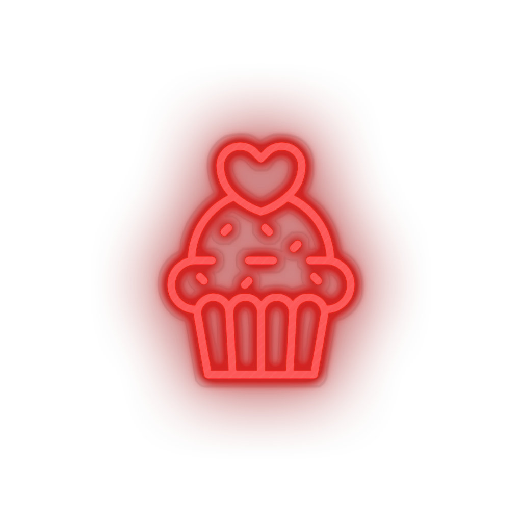 red muffin led cake dessert love muffin relationship romance valentine day neon factory