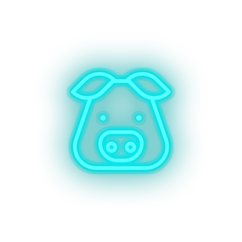 ice_blue pig led animal cartoon fauna herbivore pig pork zoo neon factory