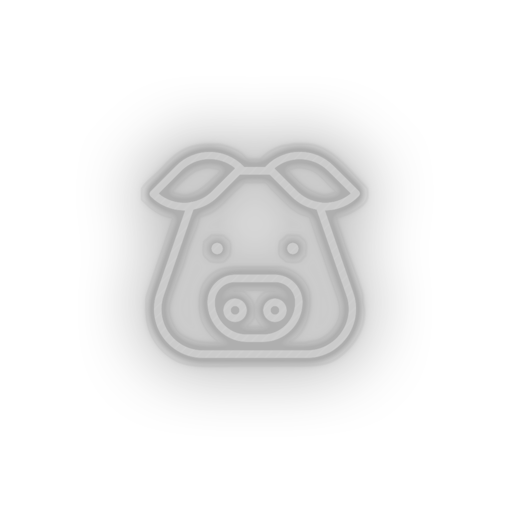 white pig led animal cartoon fauna herbivore pig pork zoo neon factory