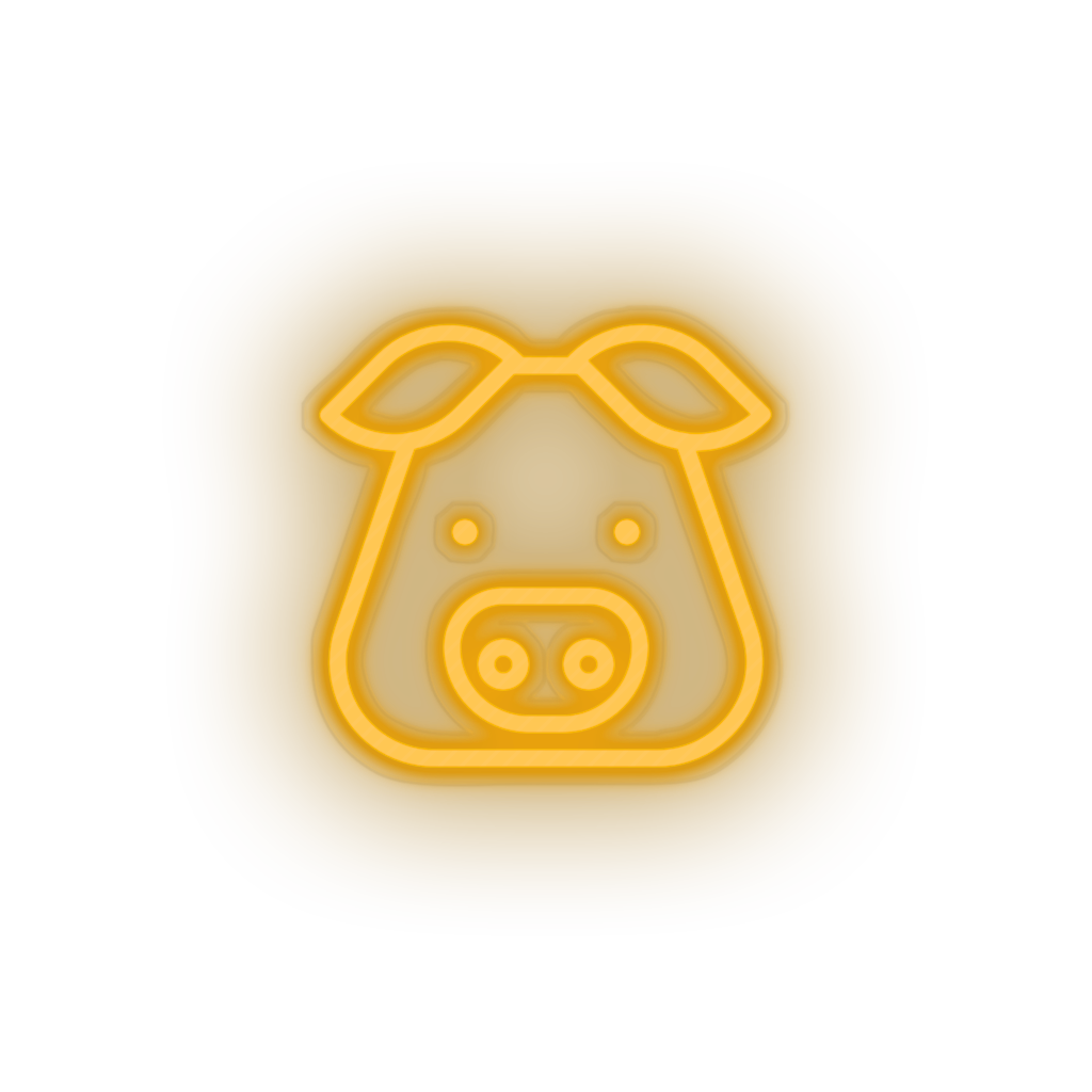 warm_white pig led animal cartoon fauna herbivore pig pork zoo neon factory