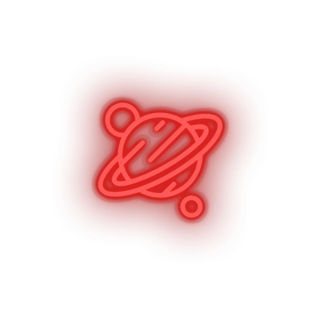 red saturn led adventure astronomy outer space planet saturn saturn ring space neon factory