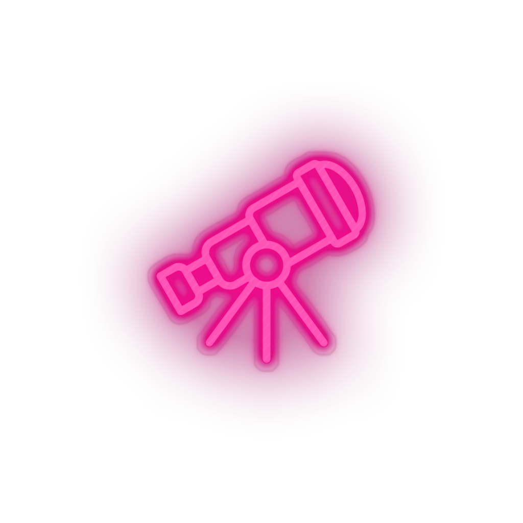 pink telescope led adventure astronomy observation outer space space telescope view neon factory