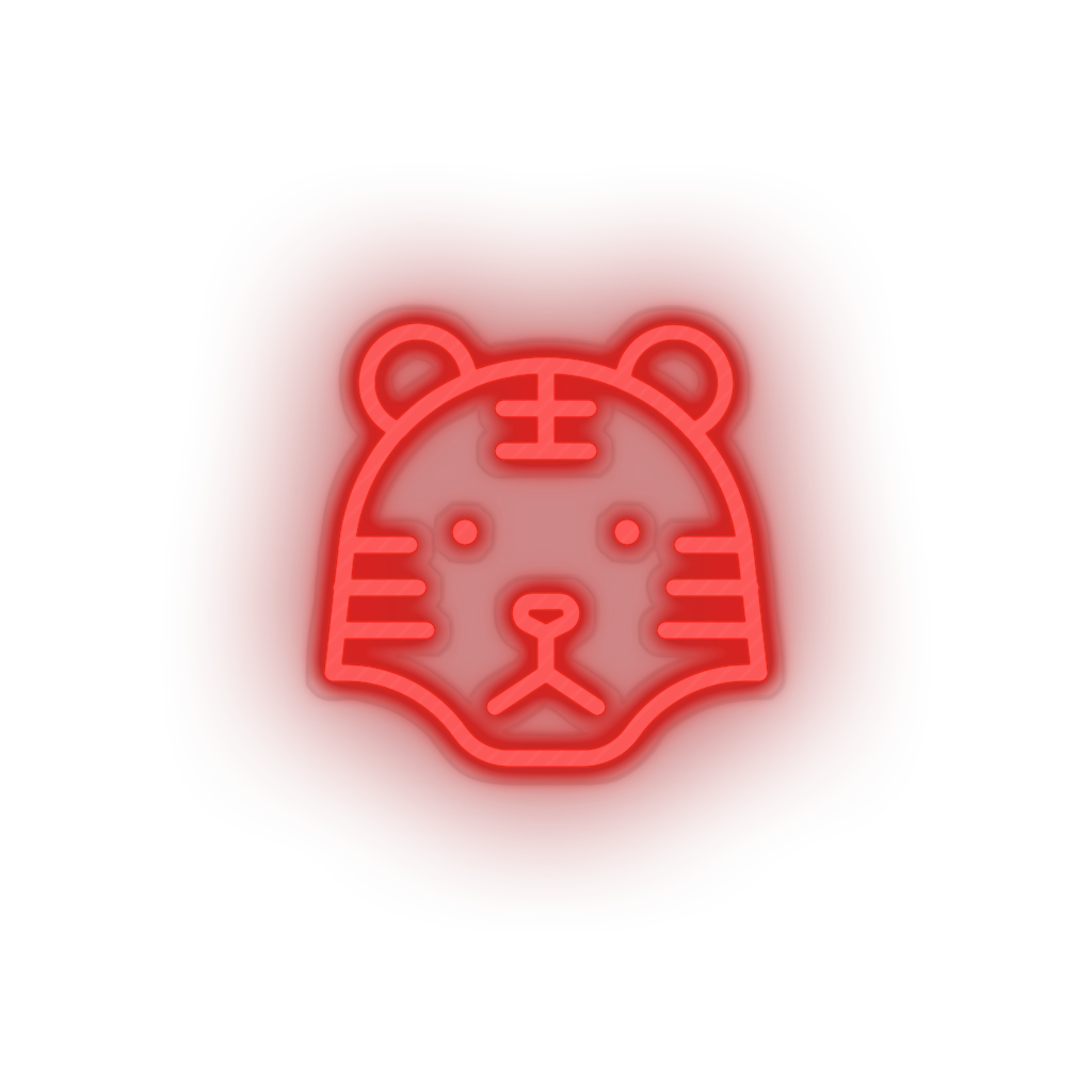 red tiger led animal carnivore cartoon fauna tiger wild zoo neon factory