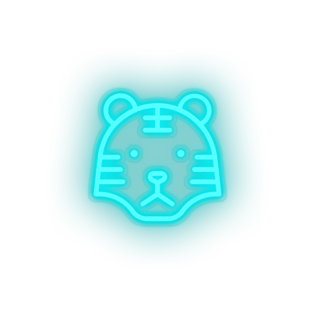 ice_blue tiger led animal carnivore cartoon fauna tiger wild zoo neon factory