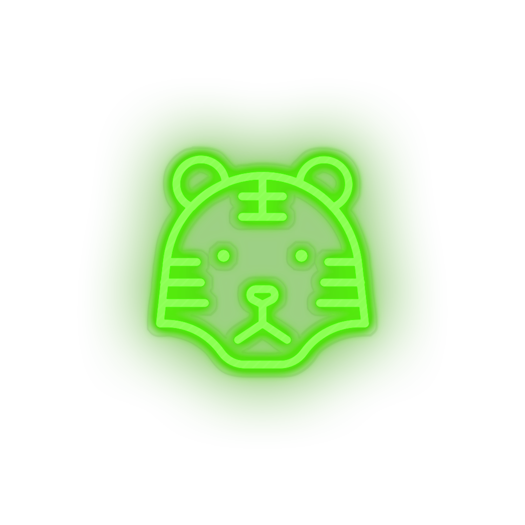 green tiger led animal carnivore cartoon fauna tiger wild zoo neon factory
