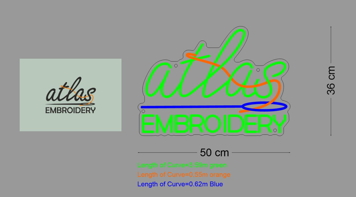 Custom Neon Sign Atlas Embroidery