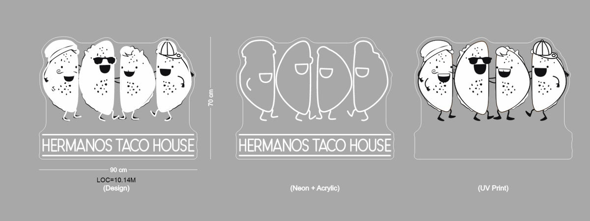 Custom Neon Sign Hermanos Tacos House