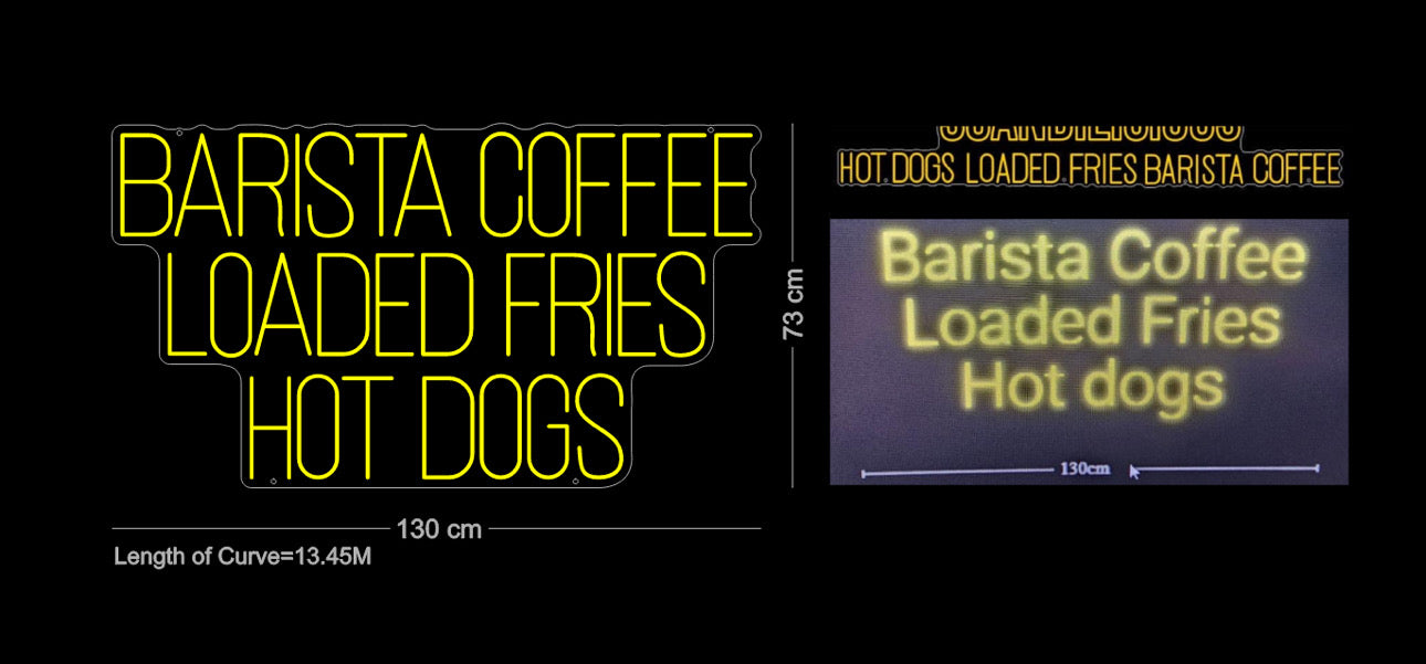 Custom Sign: BARISTA COFFEE LOADED FRIES HOT DOGS