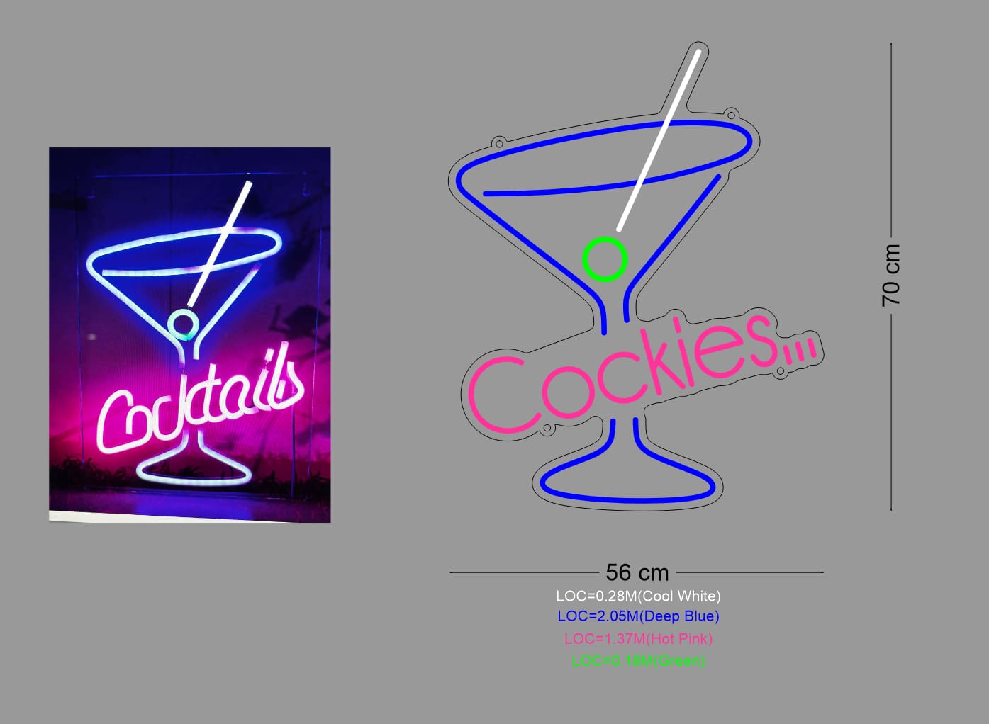 Custom Neon: Bar glass "Cockies..."