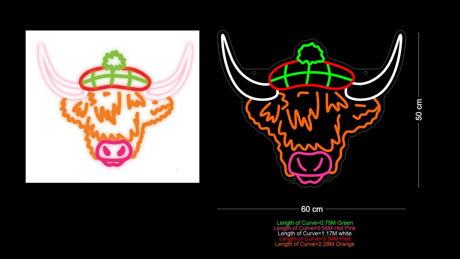 Custom Neon: Highland cow