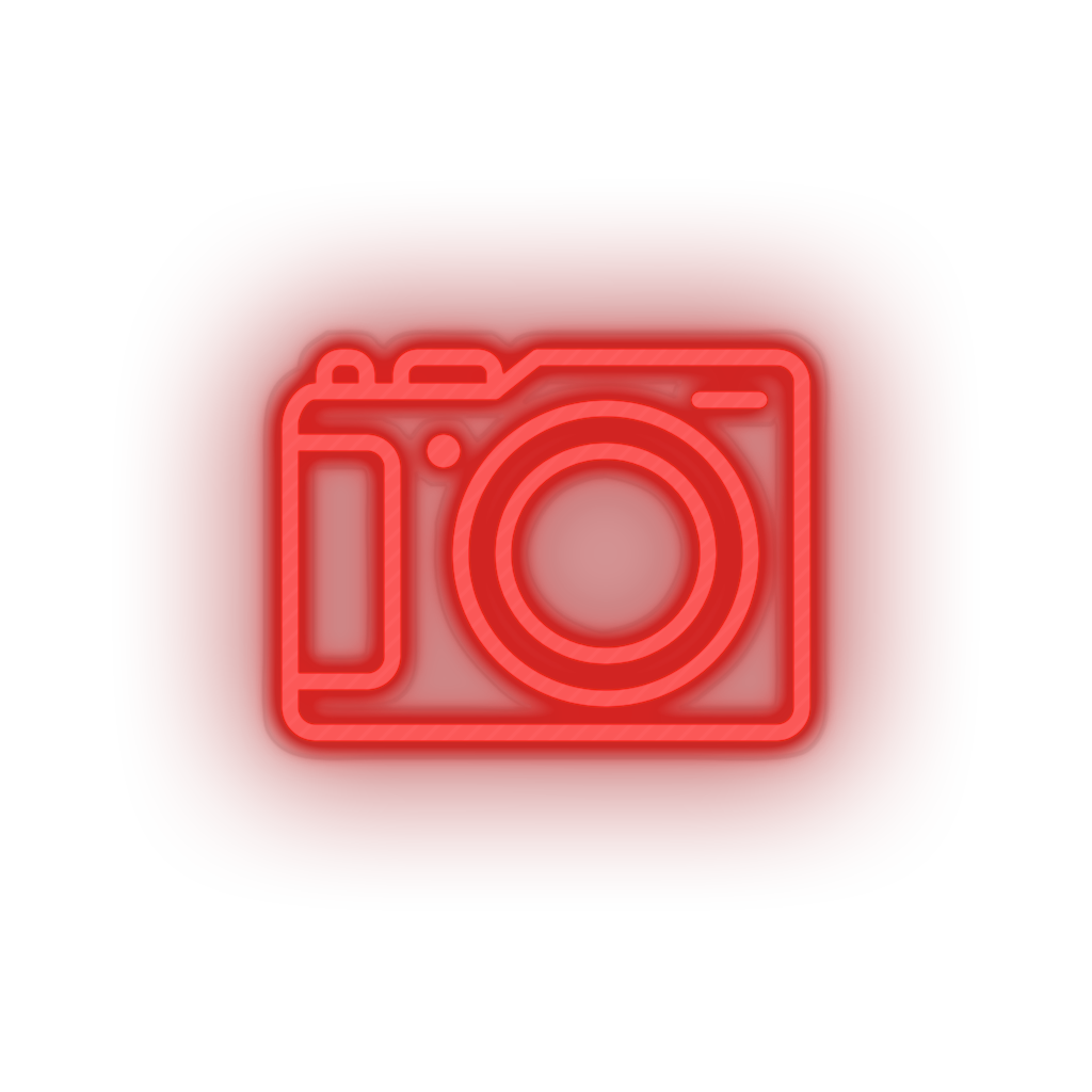 red camera led camera holiday photo shot tourism travel vacation neon factory