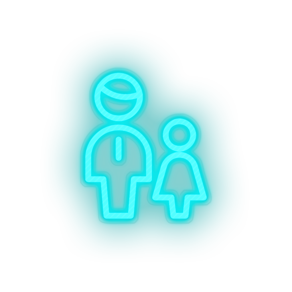 ice_blue family parent father children human person child daughter kid grandfather baby led neon factory