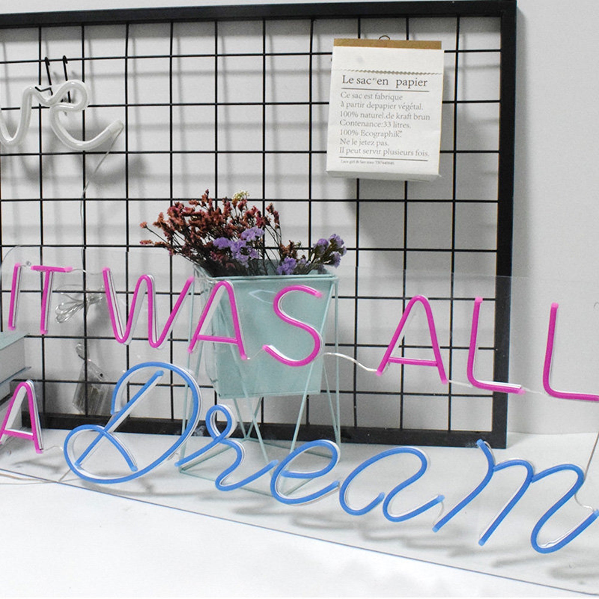 31in x 12in It was all a Dream Neon Sign Acrylic Flex Led Custom Pink Blue Light 12V Home Room Decoration Ins