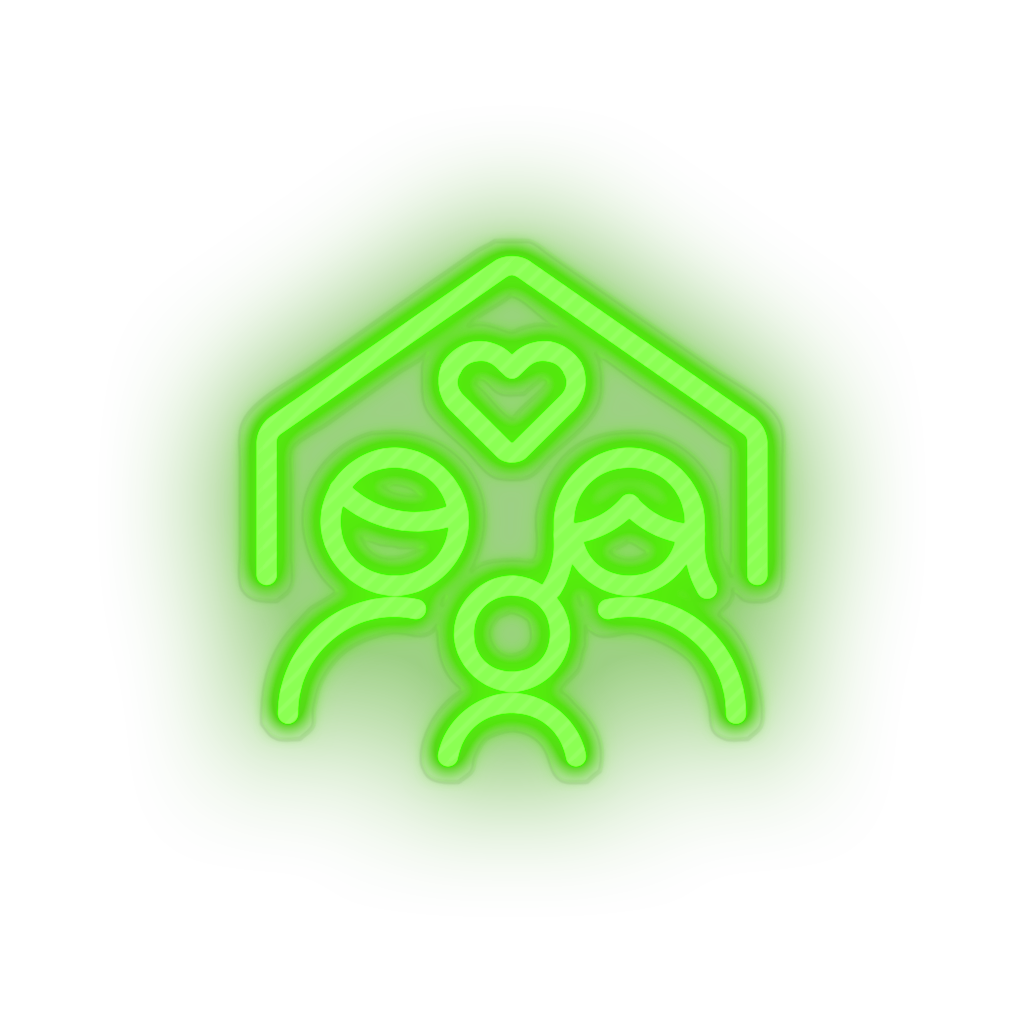 green parent family person human house children home parents child heart kid baby led neon factory