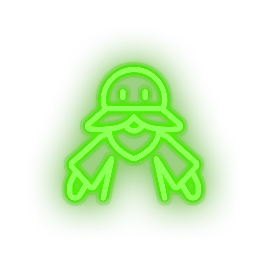 green video game character led neon factory