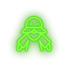 green video game character led neon factory