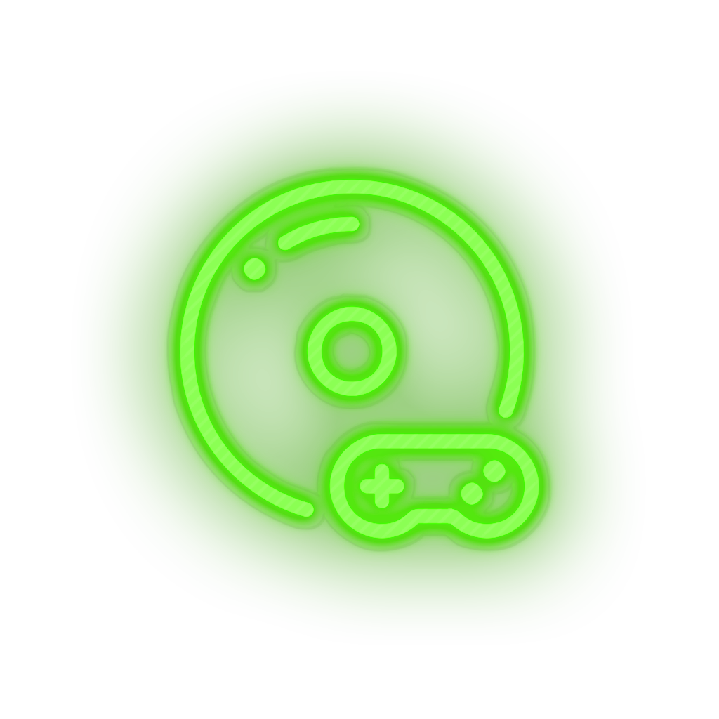 green video game disk controller led neon factory