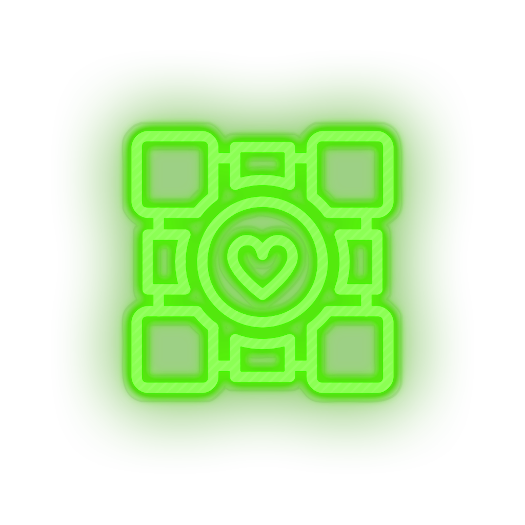 green video game logo companion cube led neon factory