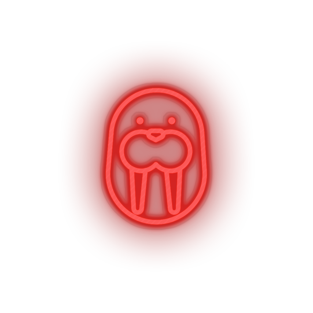 red walrus led animal carnivore cartoon fauna seal walrus zoo neon factory