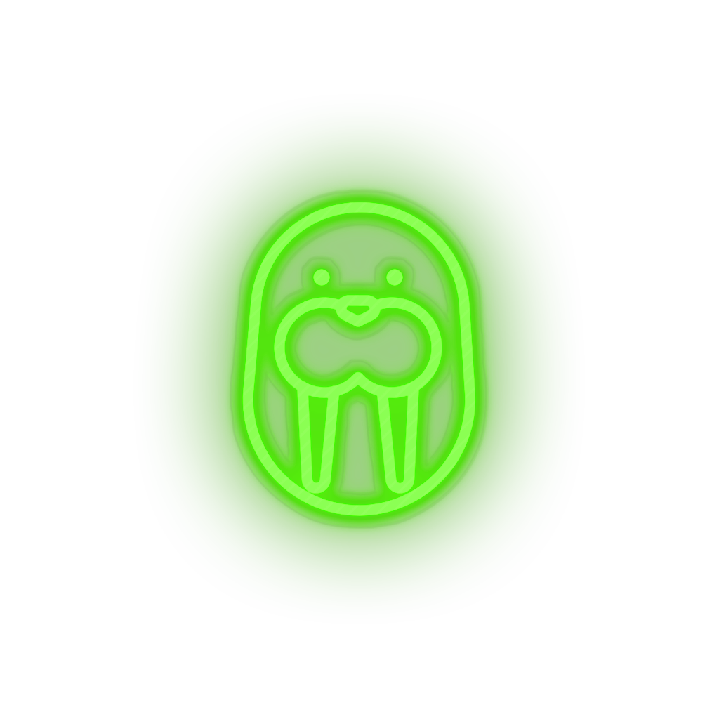 green walrus led animal carnivore cartoon fauna seal walrus zoo neon factory